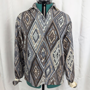 Jaeger London lightweight wool geometric pattern shirt